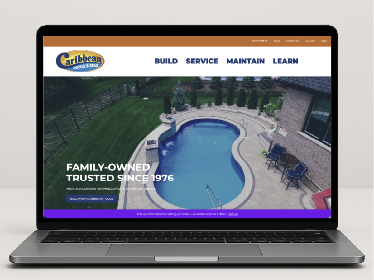 Caribbean Pools website and e-commerce platform