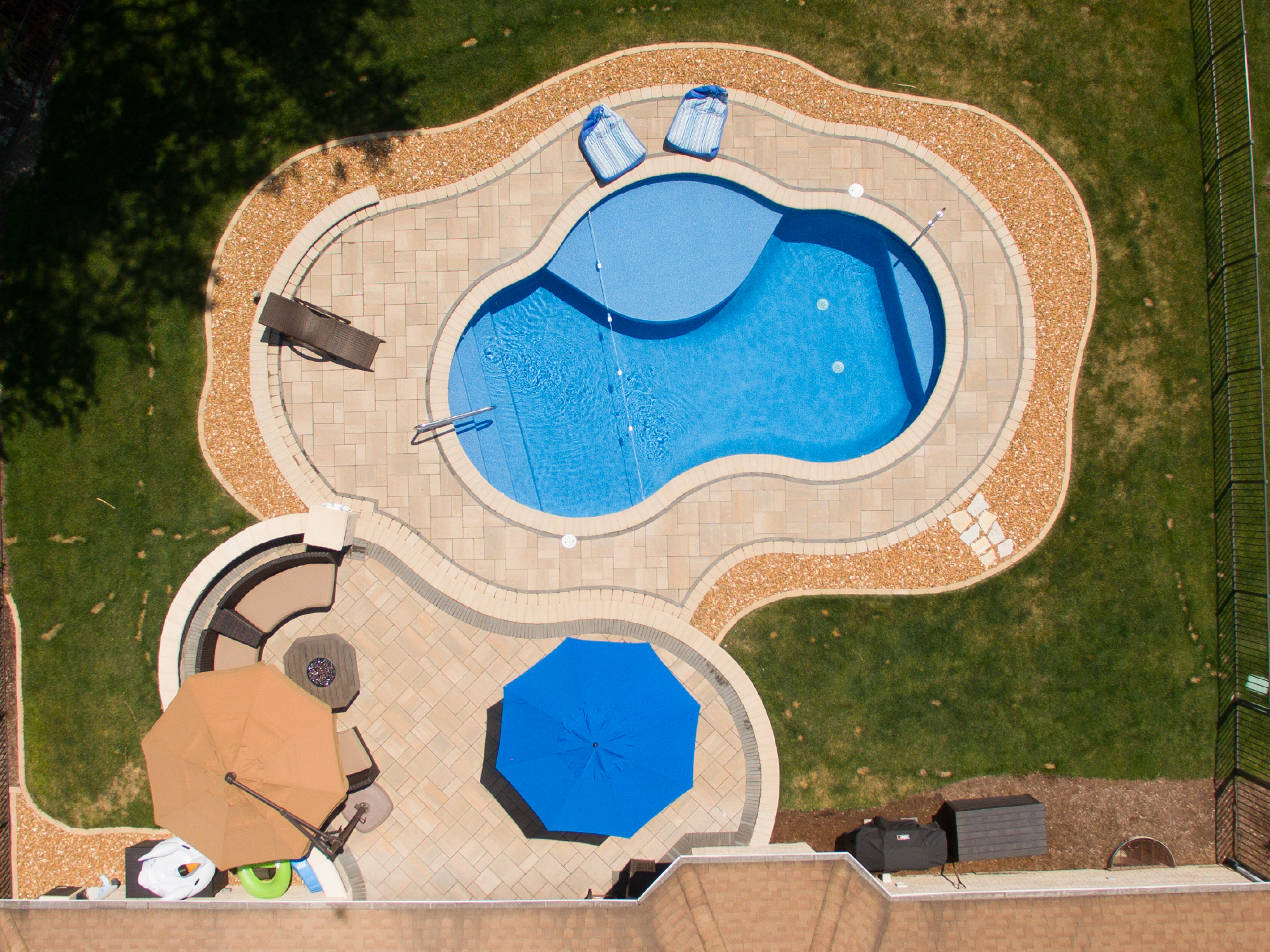 Aerial drone shot of completed pool